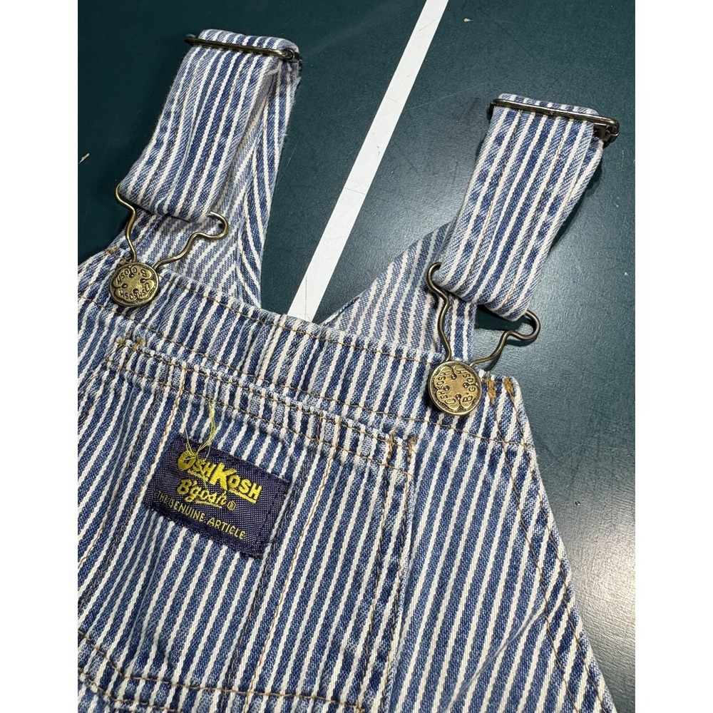 Vintage OshKosh B'gosh Blue Hickory Stripe Overalls Size 4T Made In USA Vestbak‎ - Picture 2 of 9